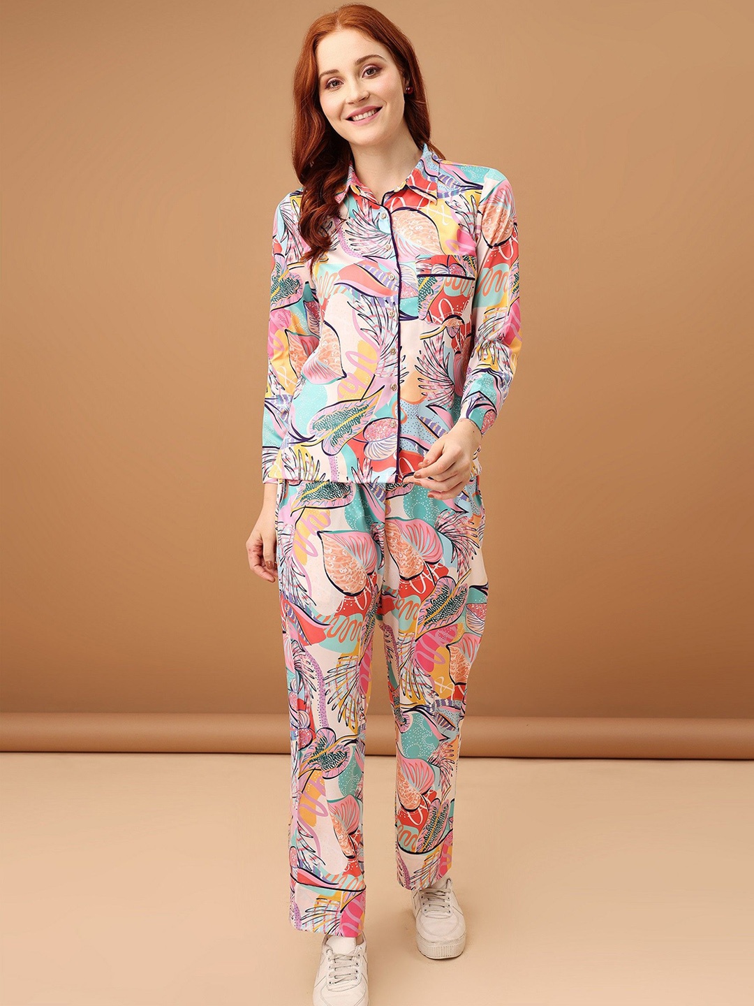 

Amarasha Floral Printed Shirt With Trousers, Pink