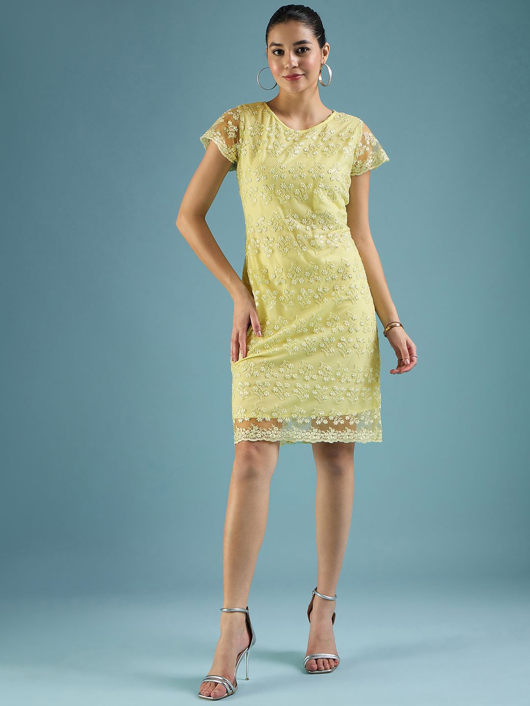 

DressBerry Embellished Bodycon Dress, Lime green