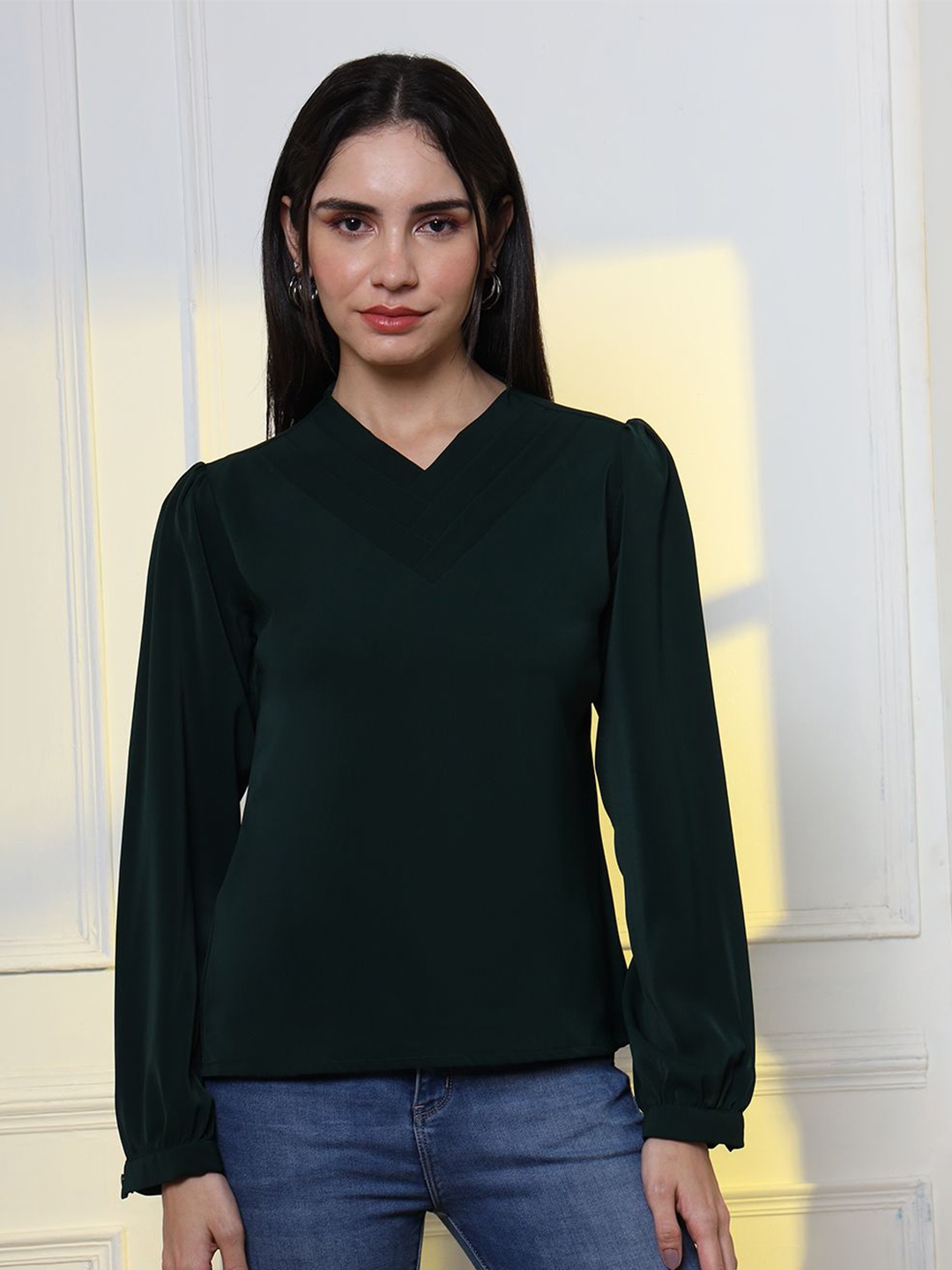 

FITHUB Puff Sleeve Top, Green