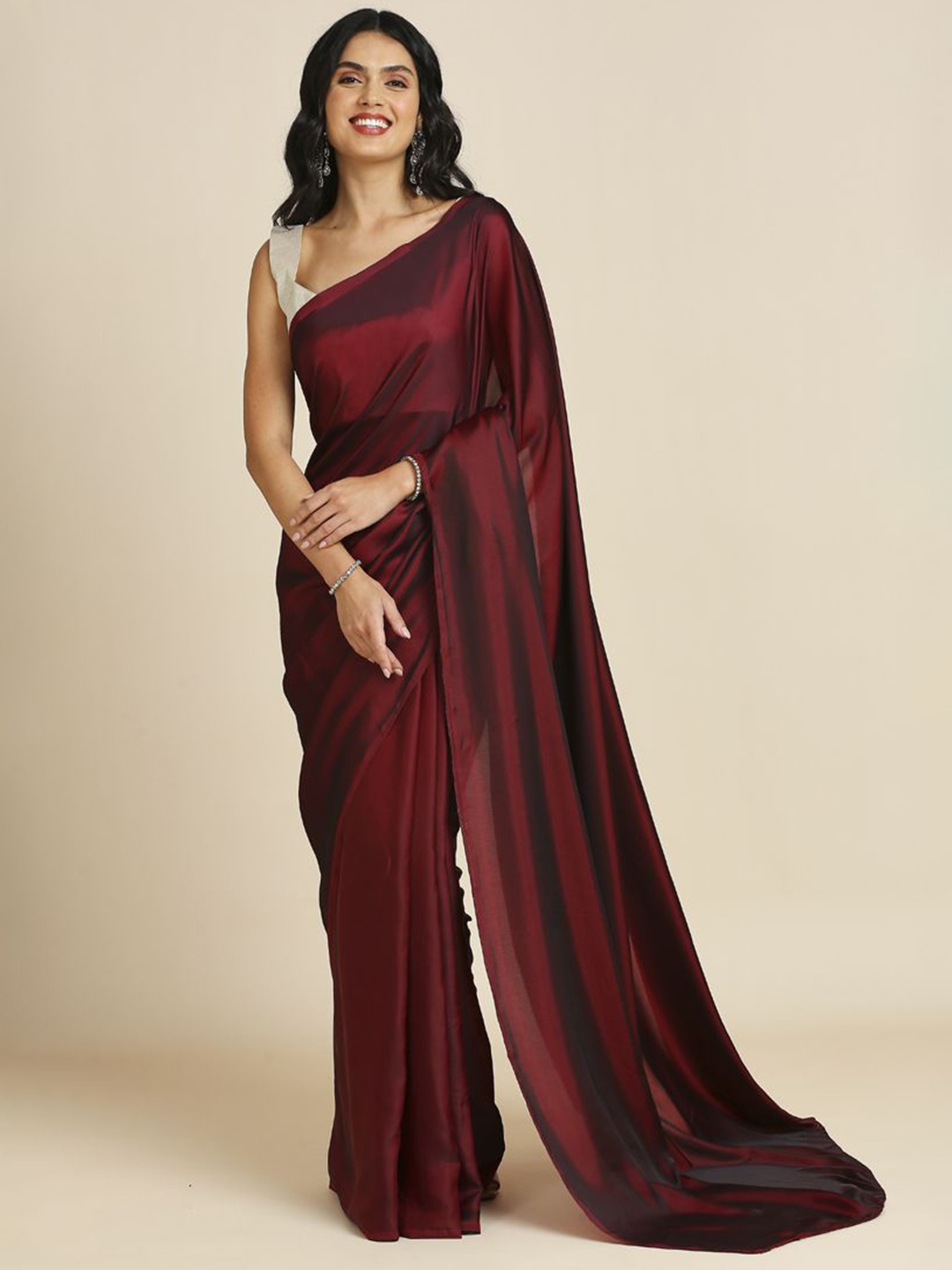 

ASISA solid Saree with blouse piece, Maroon
