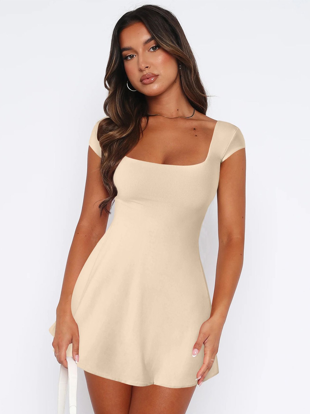 

HERE&NOW A-Line Mini Dress, Beige