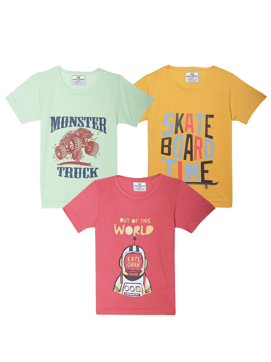 

MACK JONNEY Kids Typography 3 Printed T-shirt, Multi
