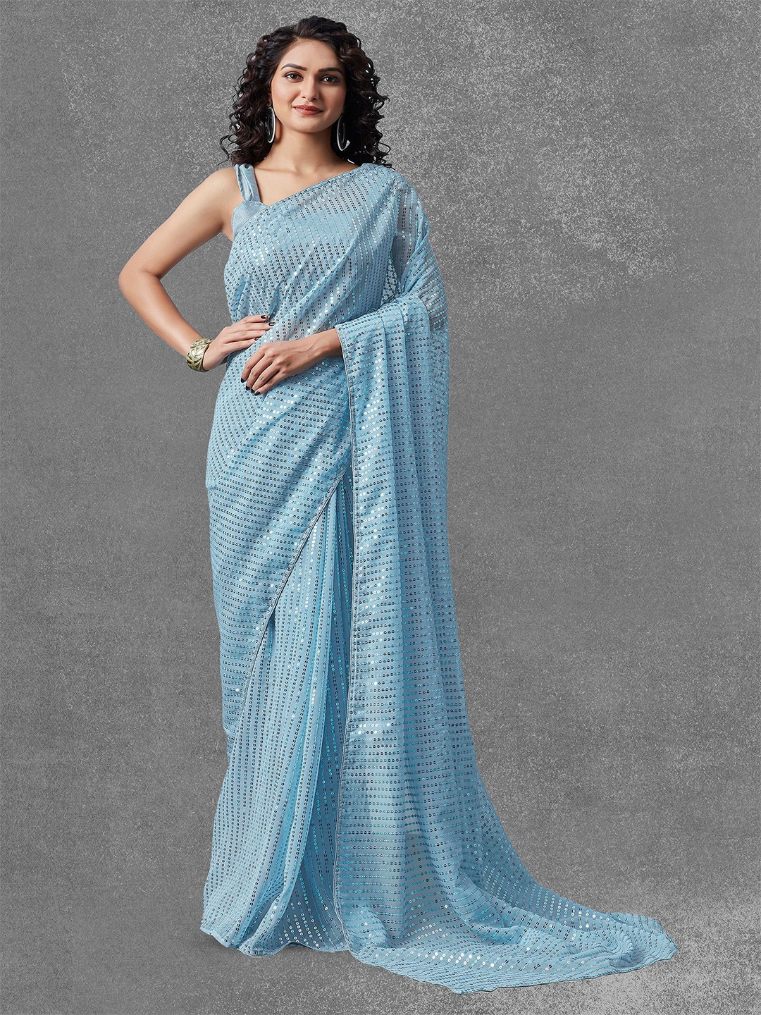 

Anouk Embellished Sequinned Saree, Blue