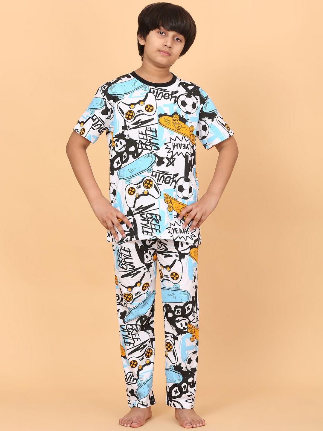 

Ninos Dreams Boys Printed Night suit, Blue