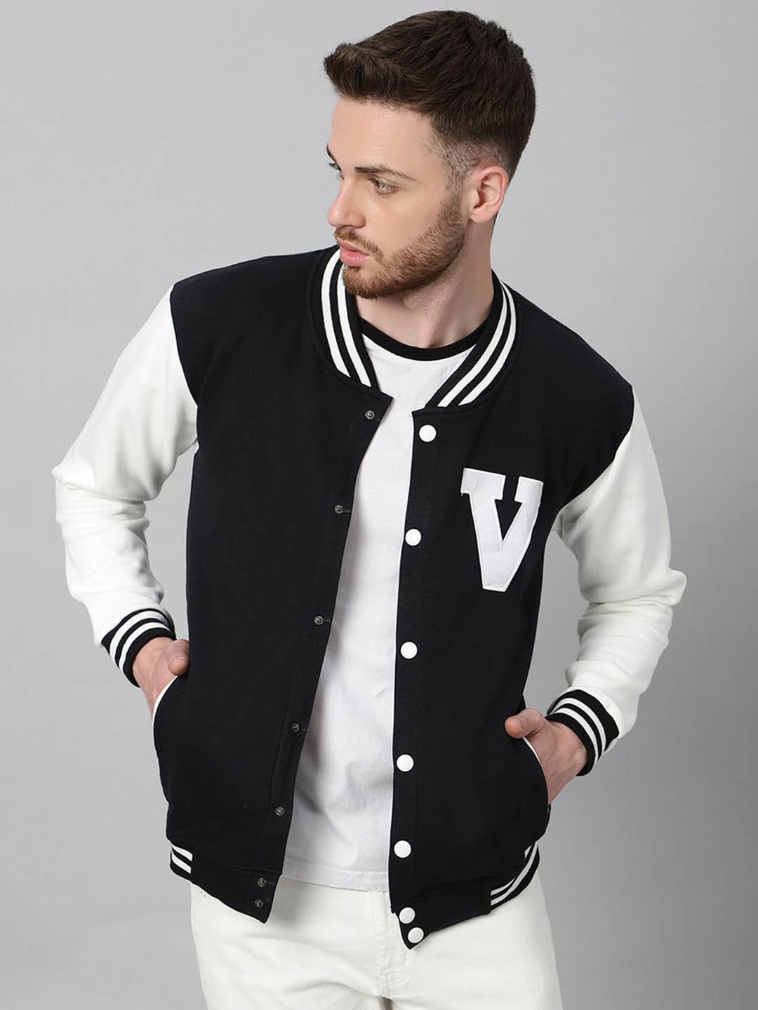 

Be Savage Men Windcheater Outdoor Varsity Jacket, Black