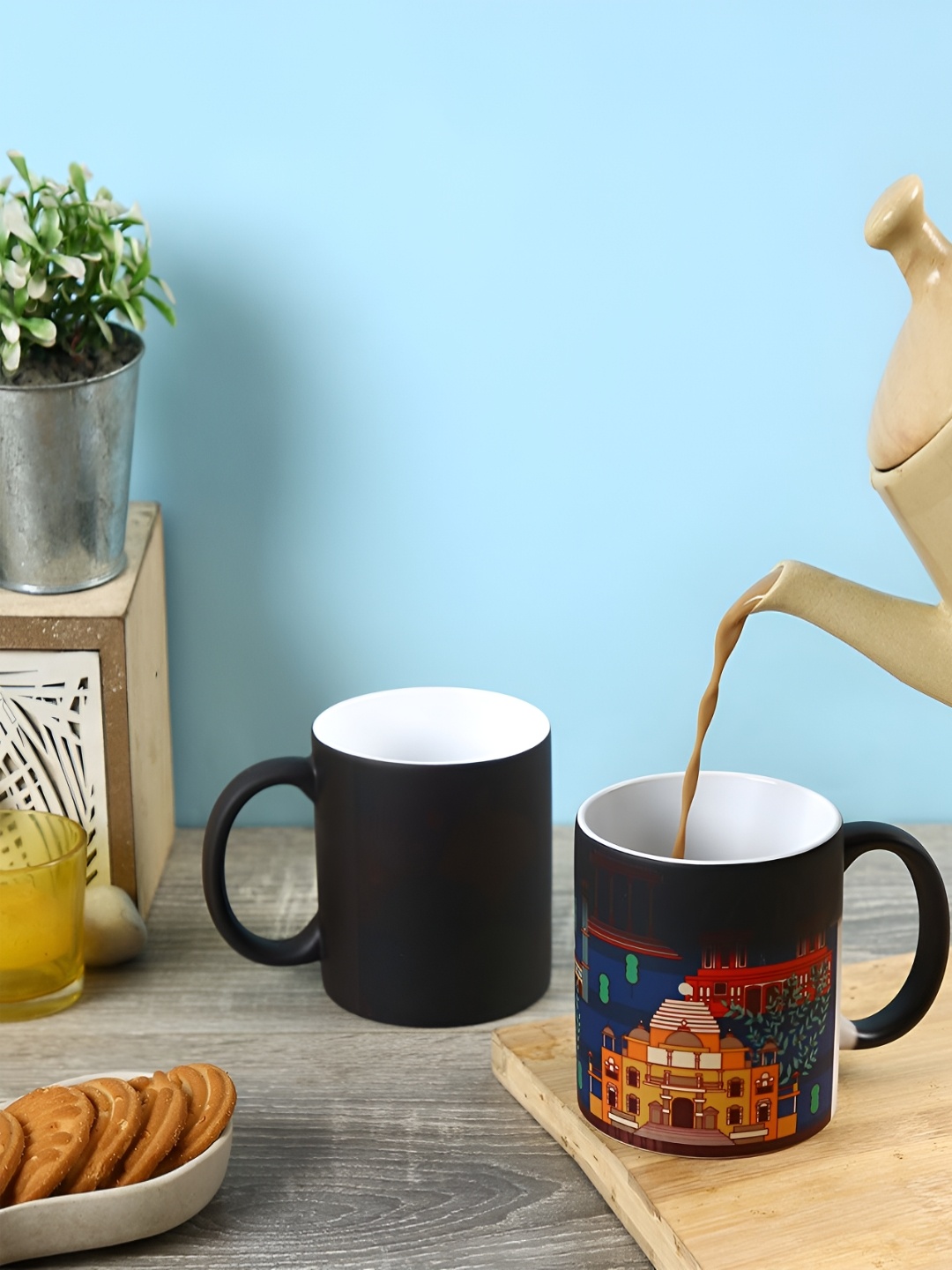 

PENTADECO Black & Blue Printed Ceramic Magic Mug