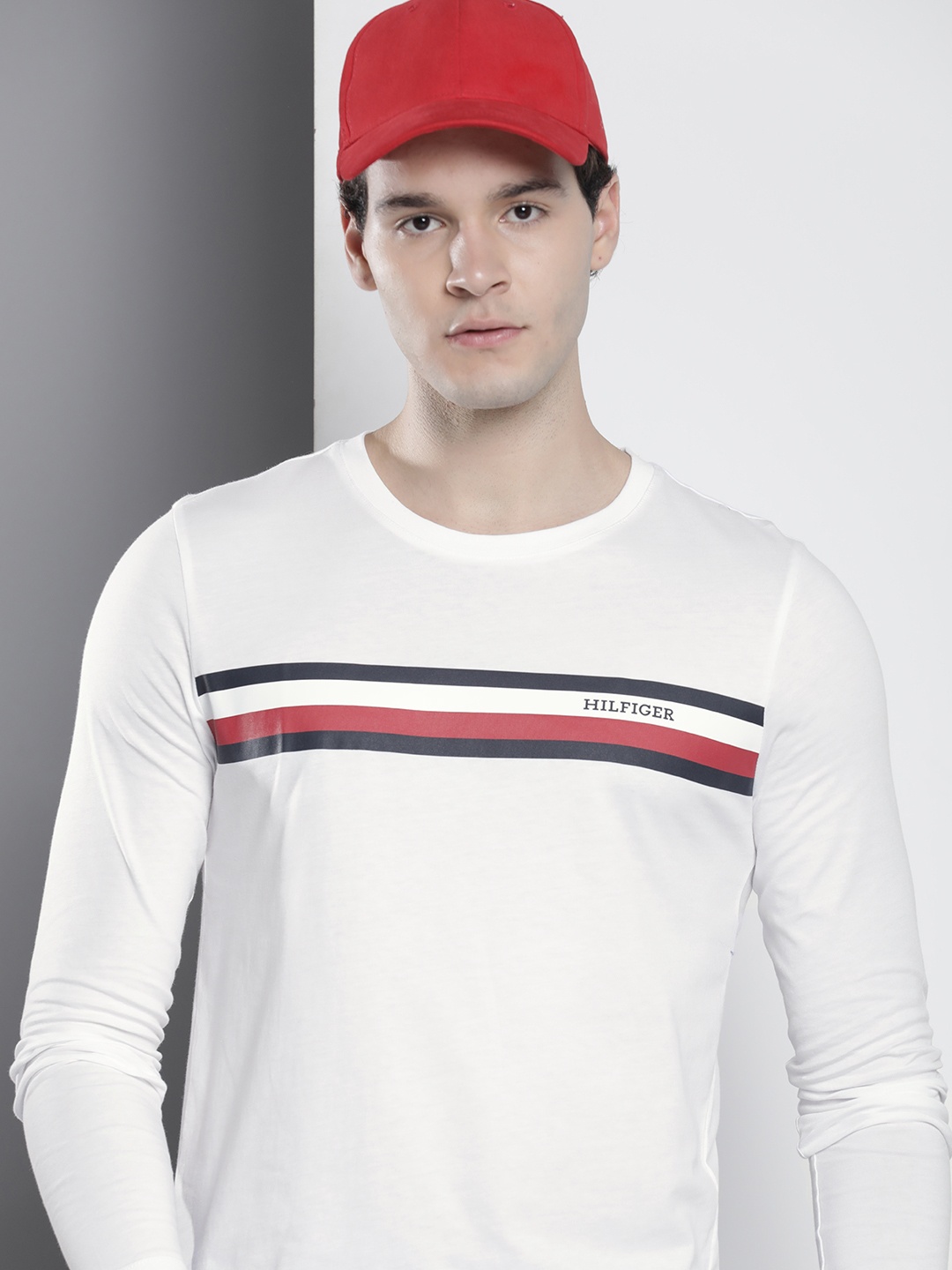 

Tommy Hilfiger Striped Pure Cotton Slim Fit T-shirt, White