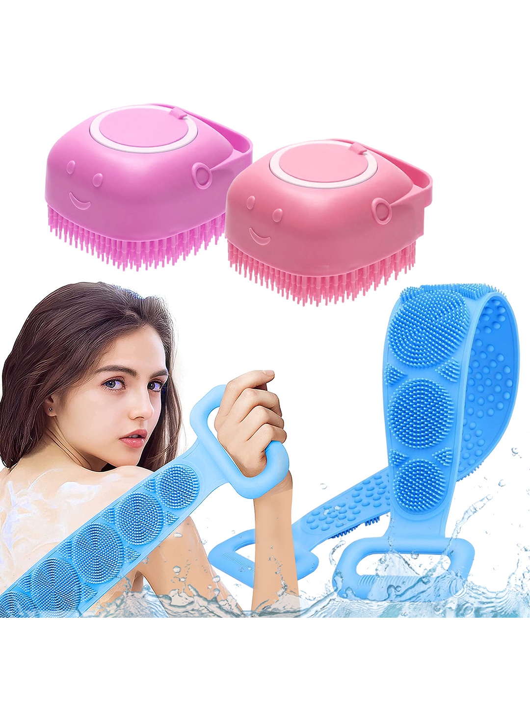 

MAJESTIQUE Bath Scrub Belt & Silicon Shower Scruber, Multi