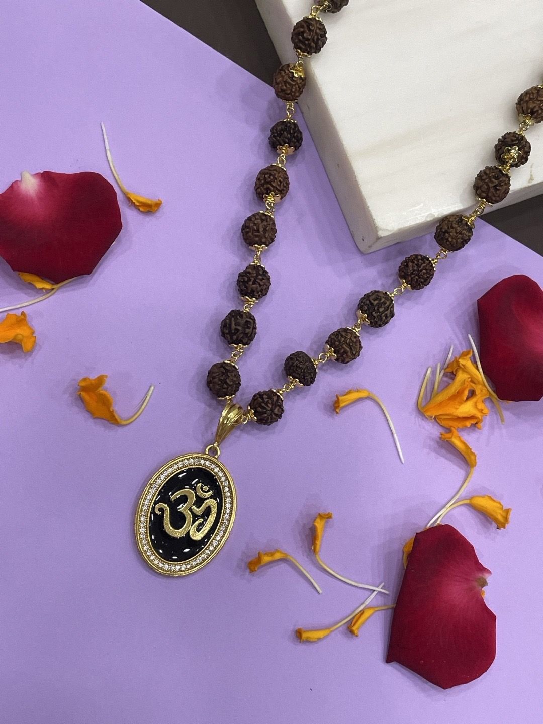 

Digital Dress Room Men Brass Gold-Plated Rudraksha Necklace