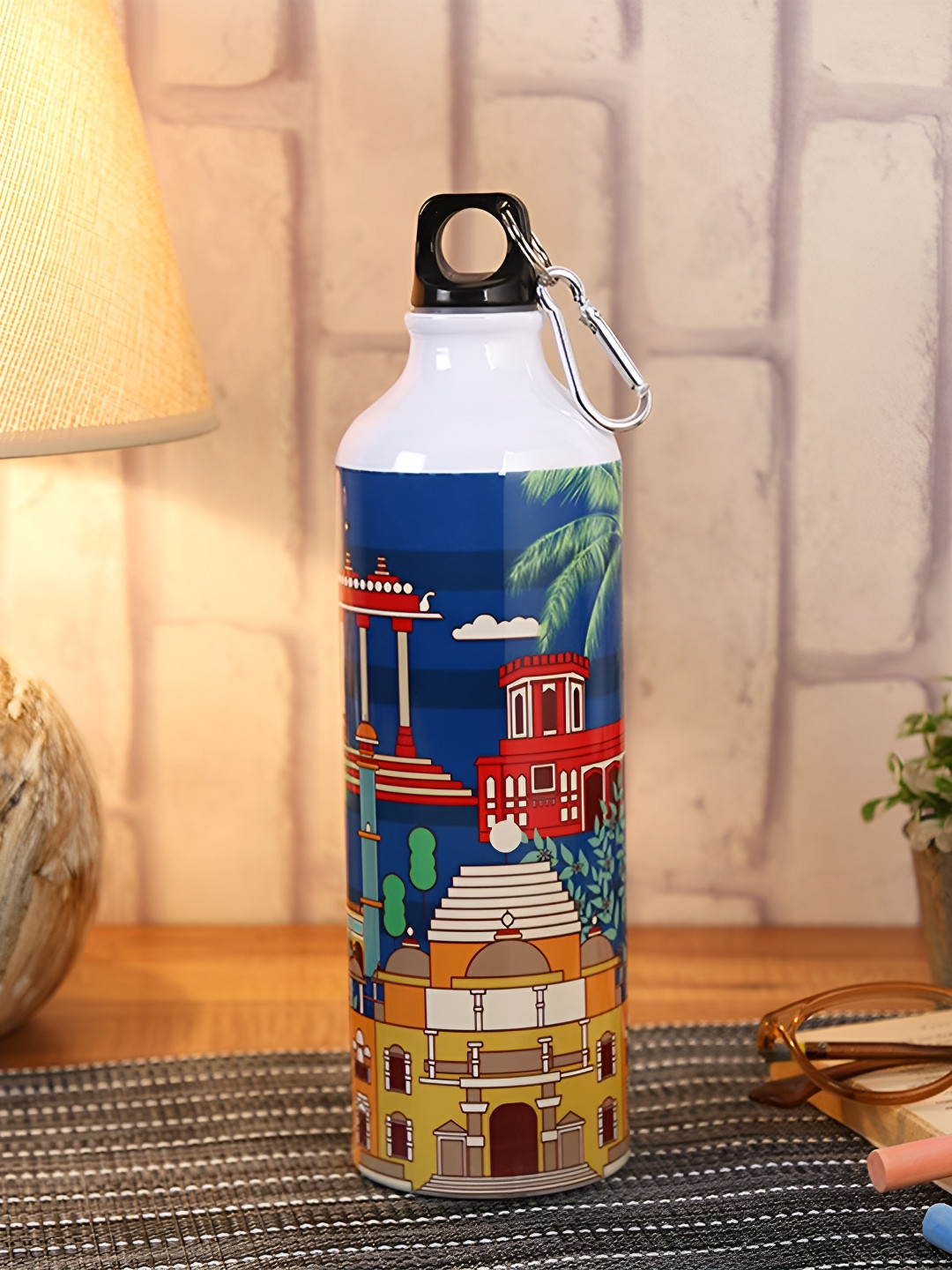 

PENTADECO Blue & Green Printed Single Wall Vacuum Water Bottle 750 ml