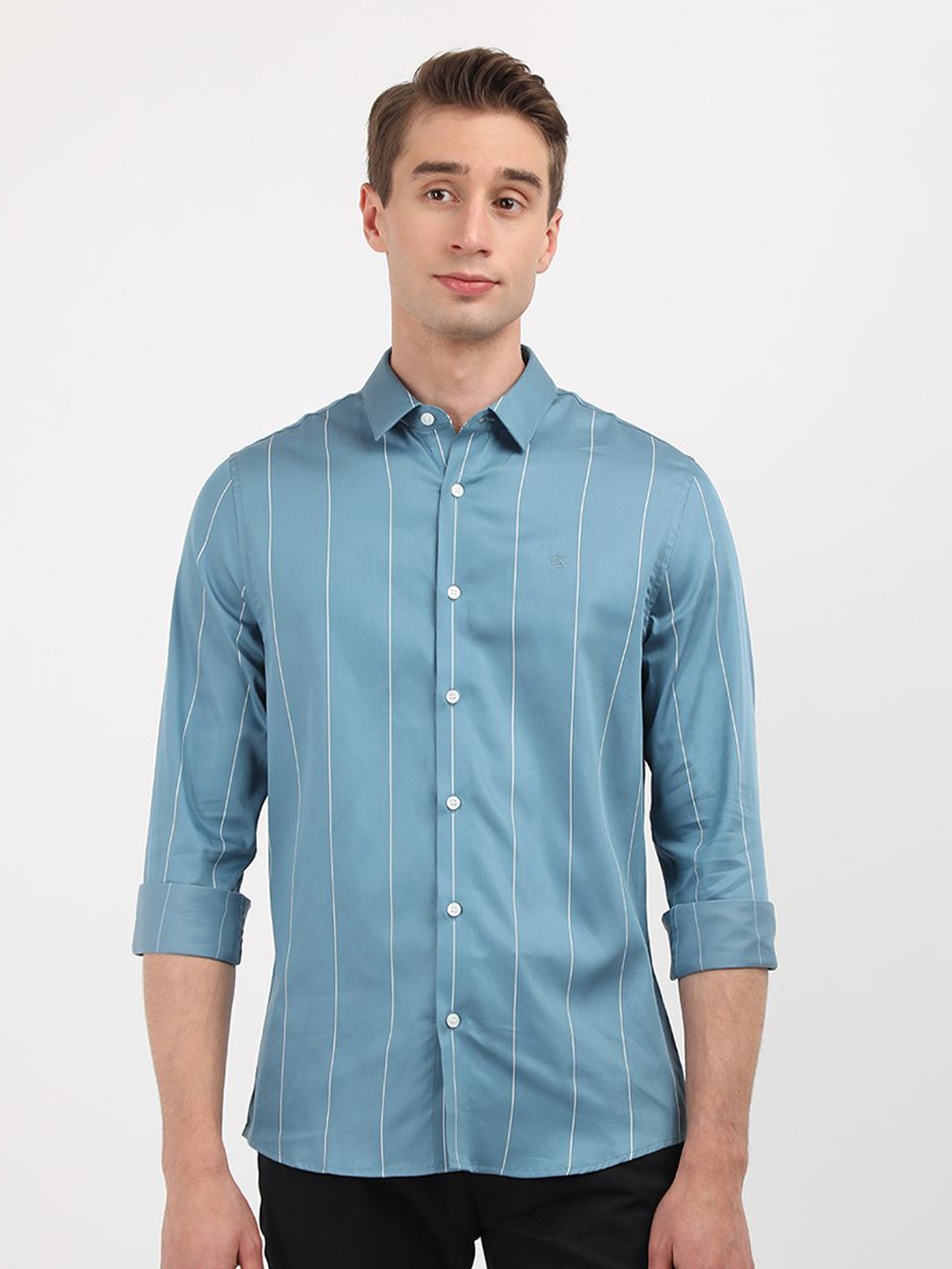 

Calvin Klein Jeans Men Opaque Striped Casual Shirt, Blue