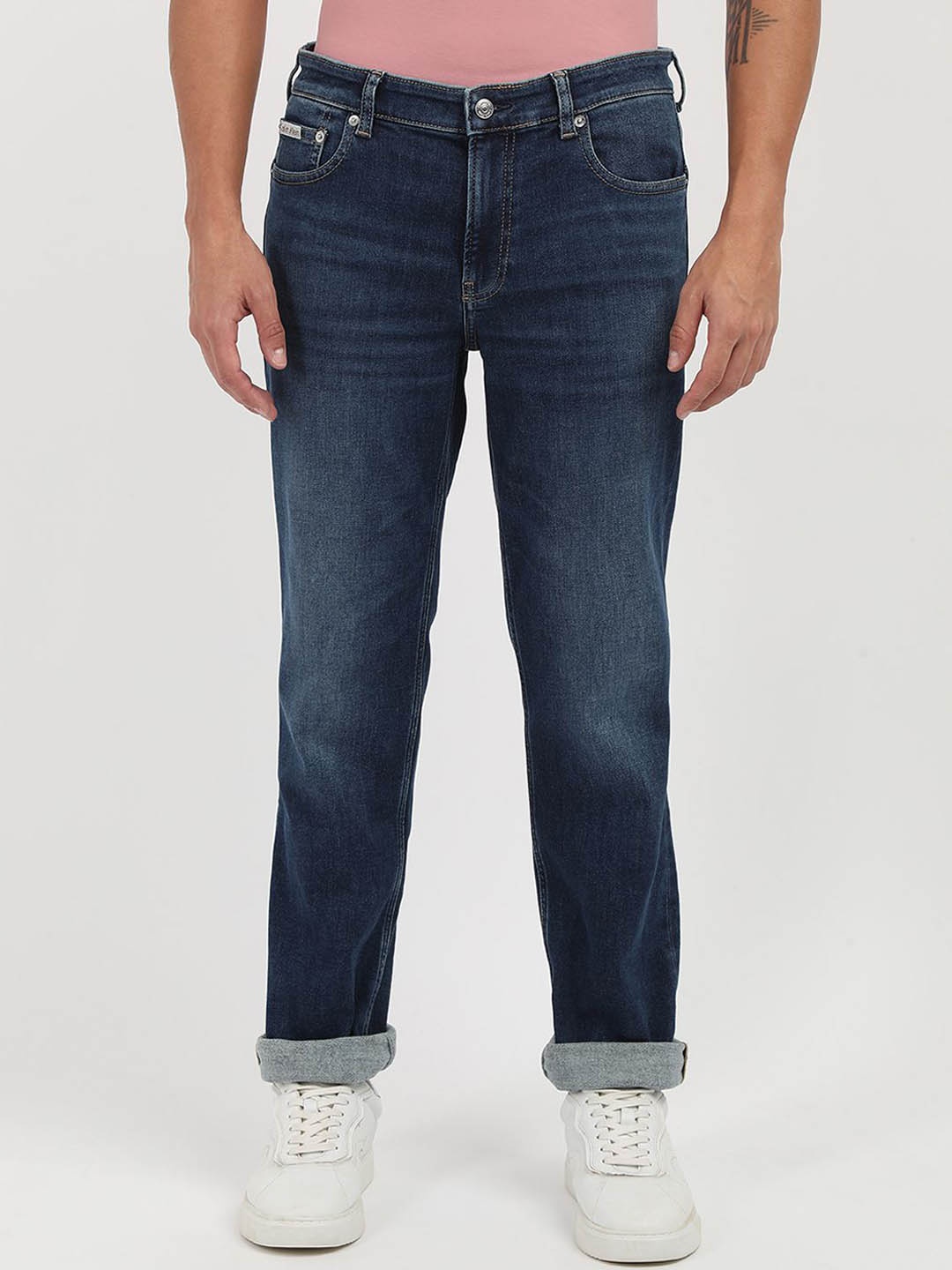 

Calvin Klein Jeans Men Body Straight Fit Mid-Rise Heavy Fade Jeans, Blue