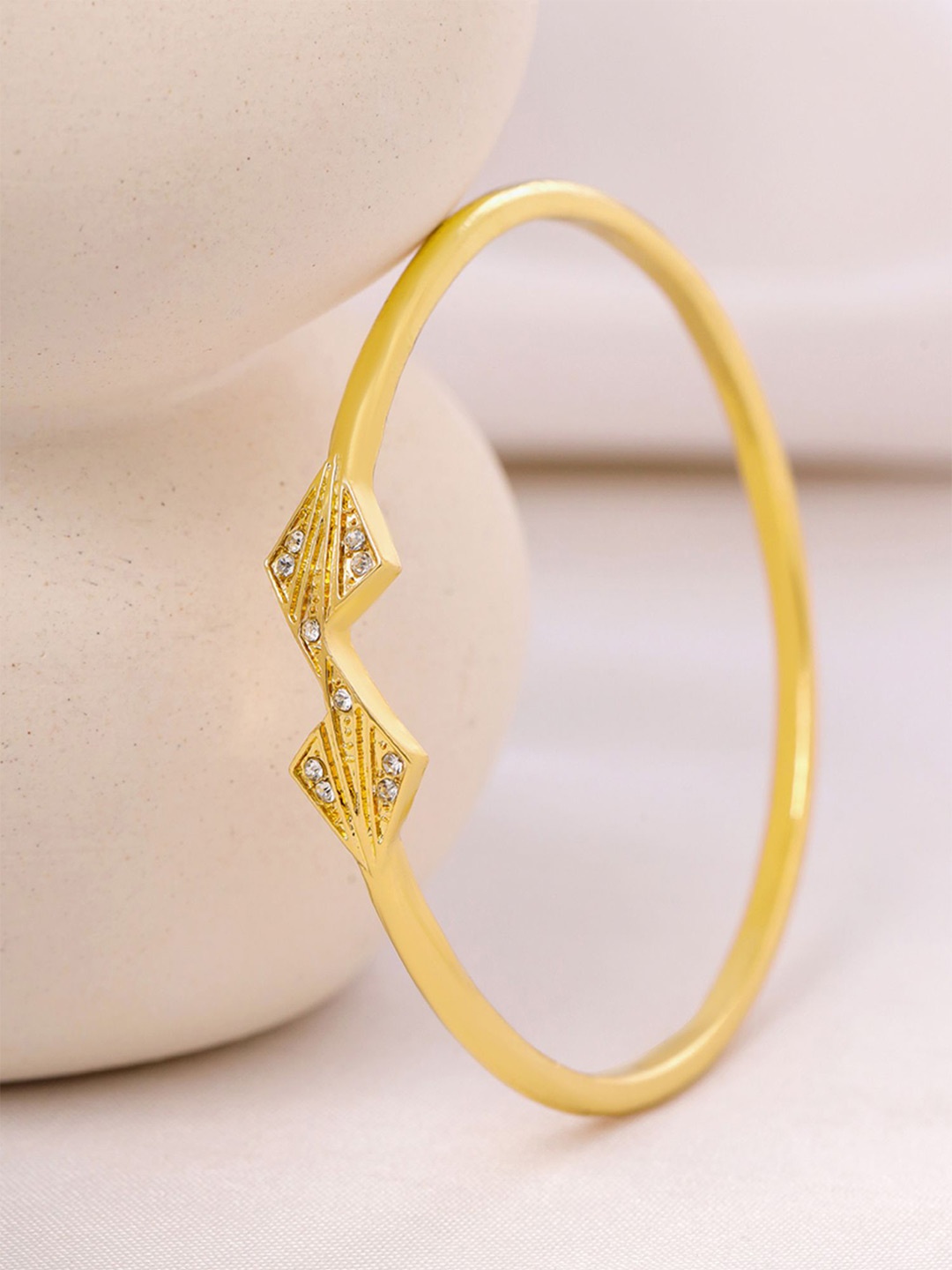 

Yellow Chimes Gold-Plated Crystal-Studded Bangle