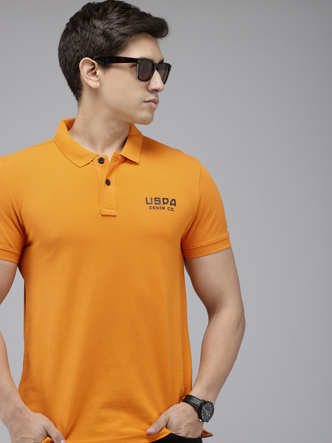 

U.S. Polo Assn. Denim Co. Pure Cotton Slim Fit Polo Collar T-shirt, Mustard