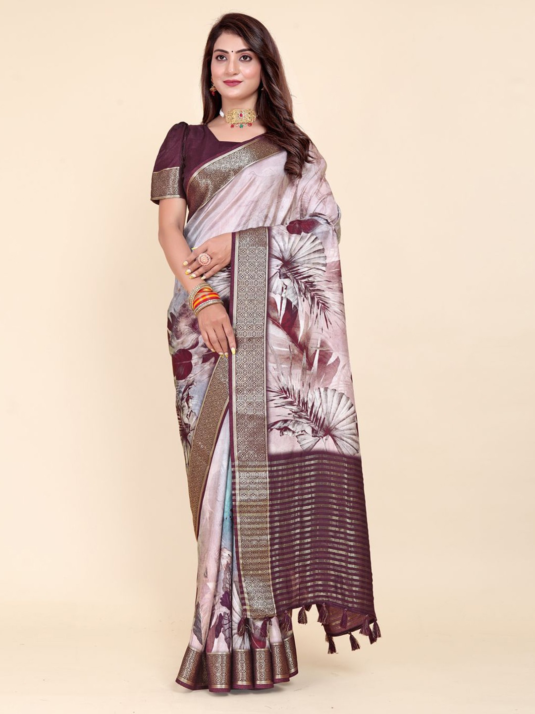 

ETHNIC TODAY Zari Saree, Maroon