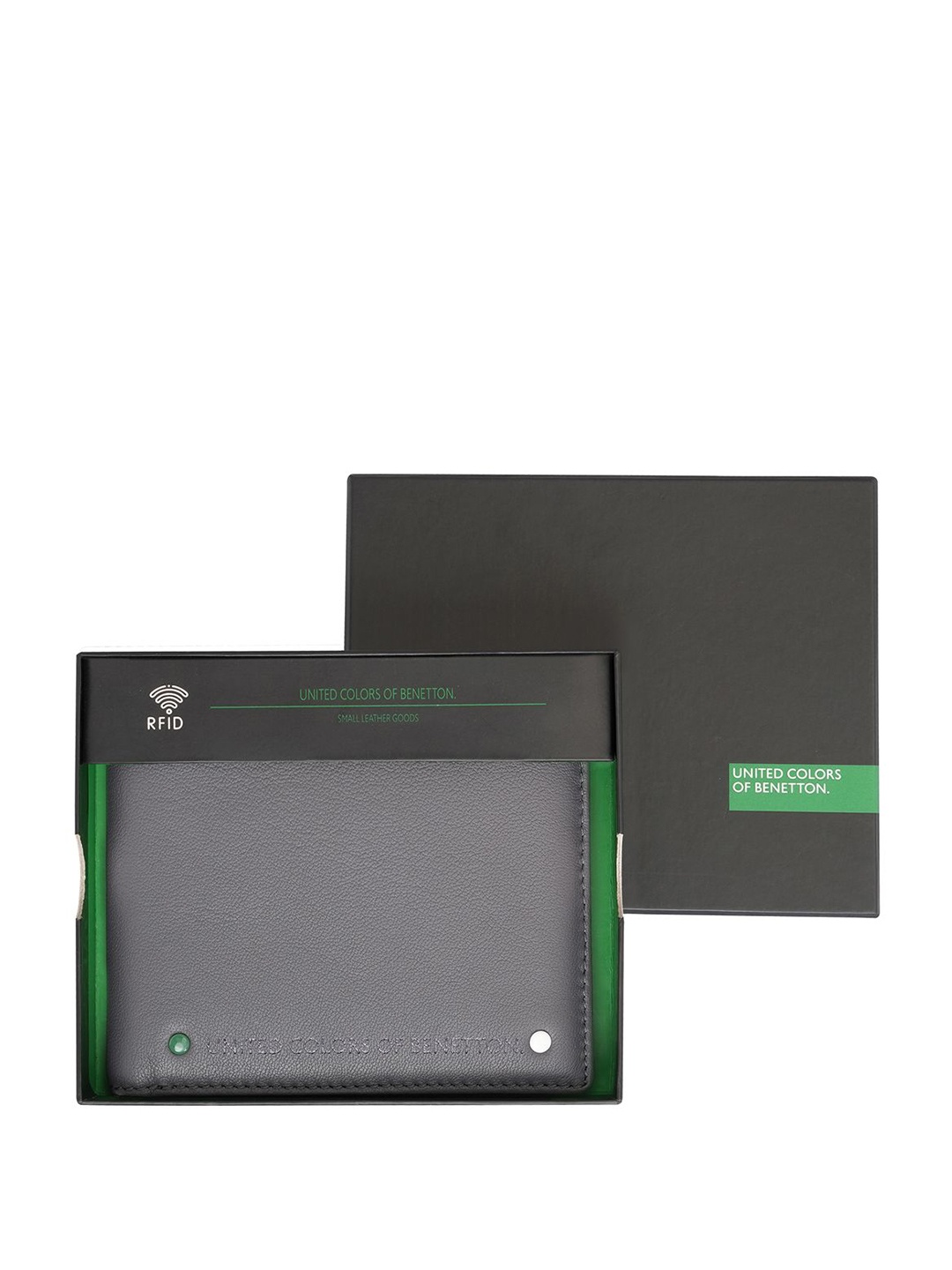 

United Colors of Benetton Men Leather Two Fold Wallet, Grey