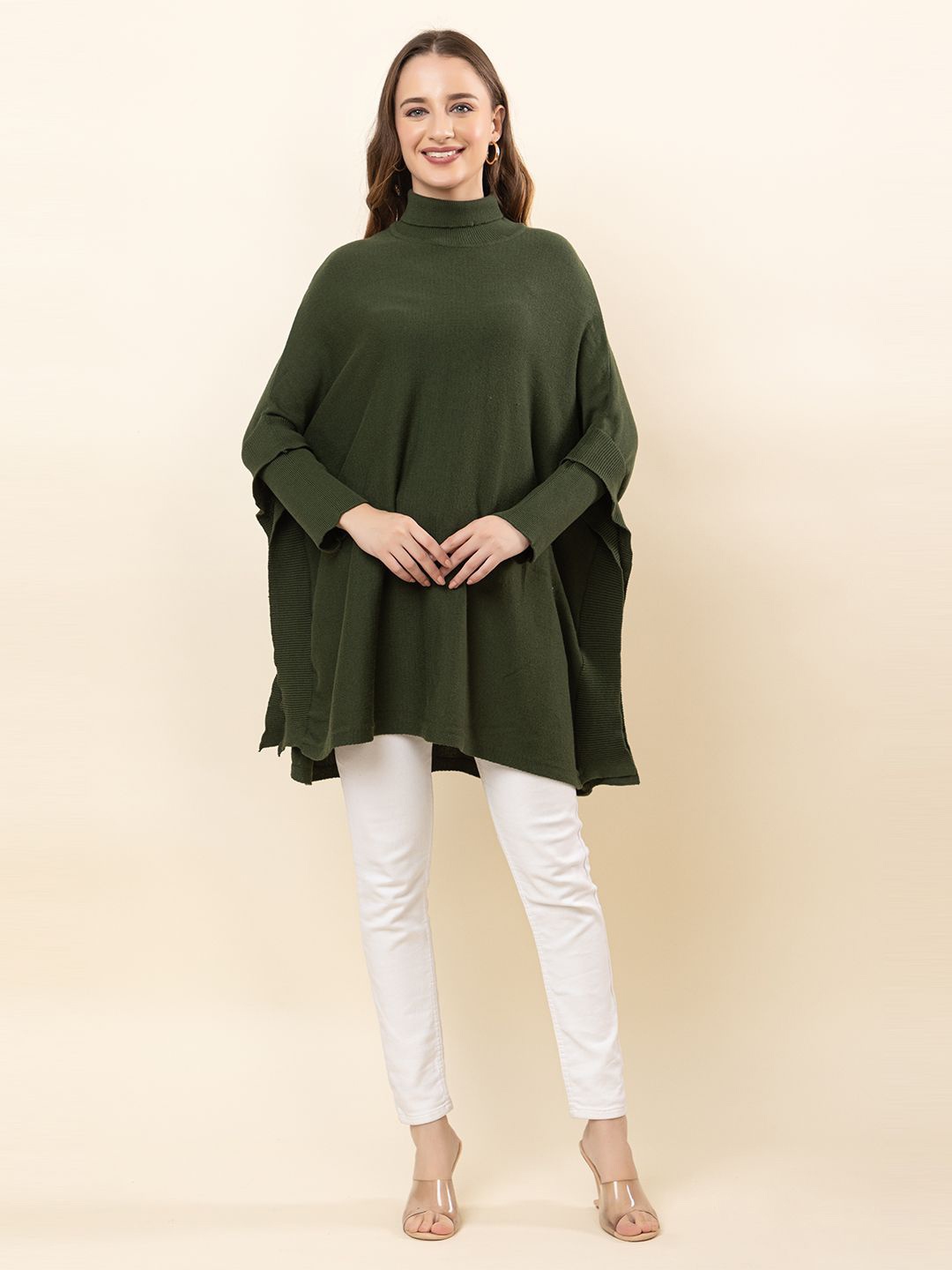 

Anouk High Neck Winter Waterfall Shrug, Olive