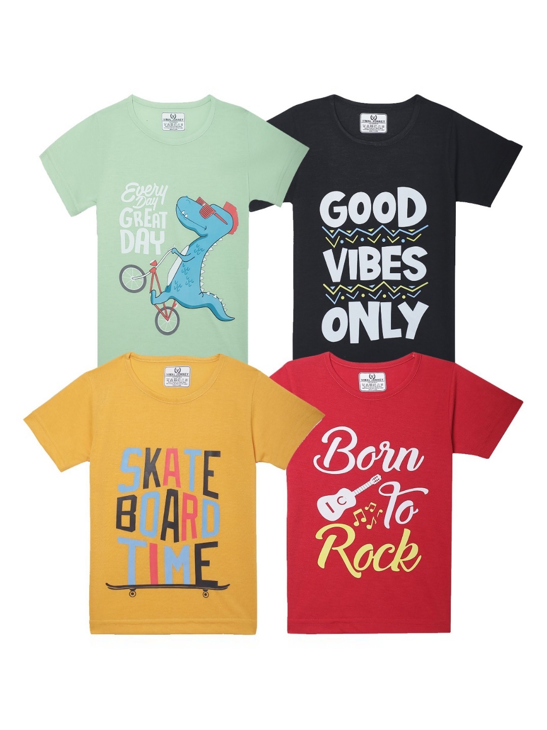 

VIMAL JONNEY Kids Typography 4 Printed Pockets T-shirt, Multi