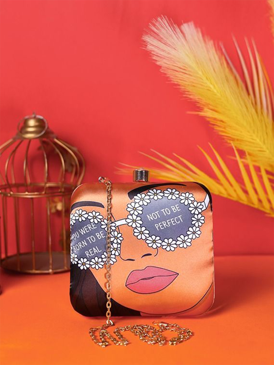 

Swisni Printed Box Clutch, Pink