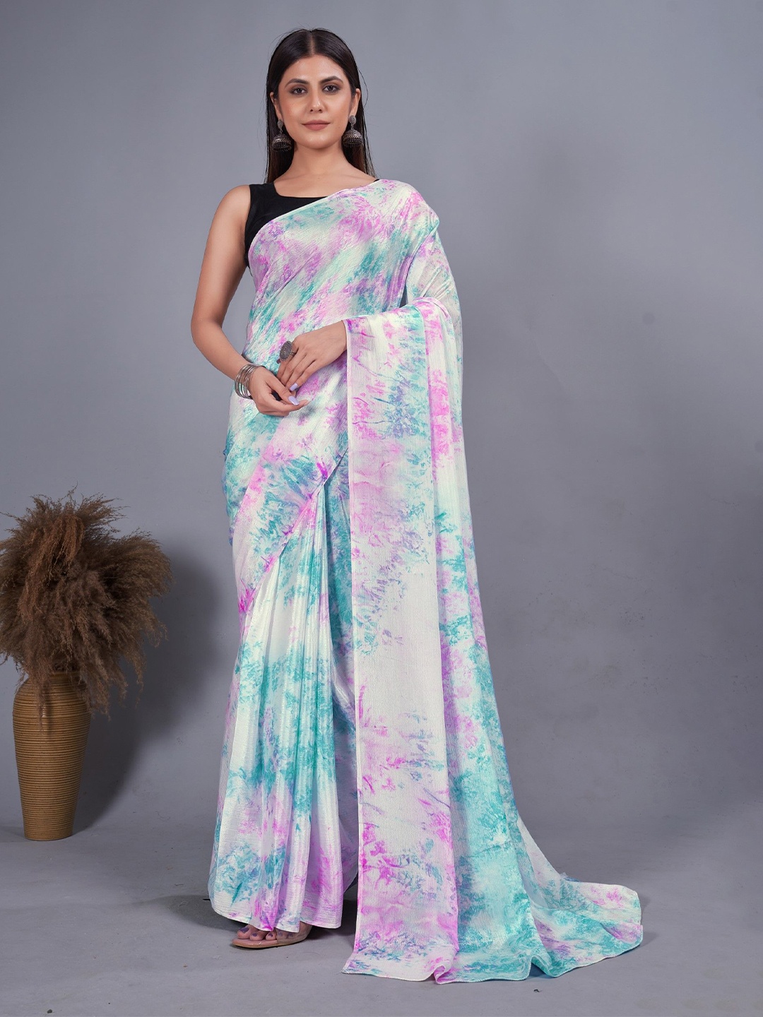 

Panzora Tie and Dye Ready to Wear Saree, Pink