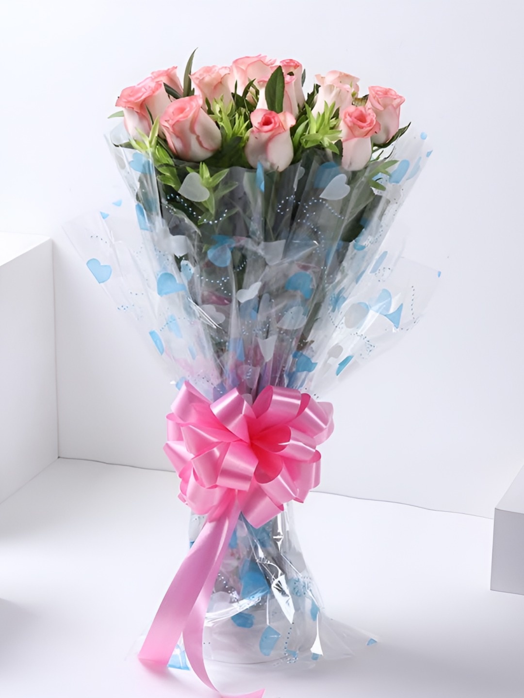 

Floweraura Pink 6 Pieces Roses Fresh Live Flowers Bouquet With Wrap Paper