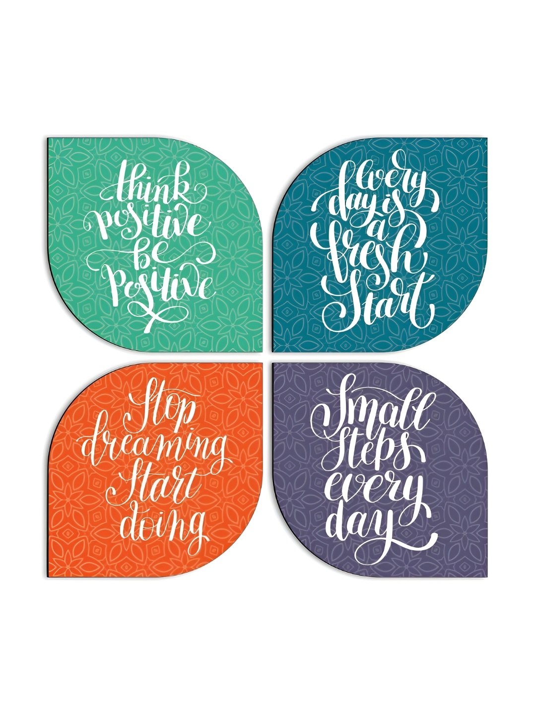 

CLAWCRAFTS Teal green & Blue 4 Pieces Printed Wood Wall Art