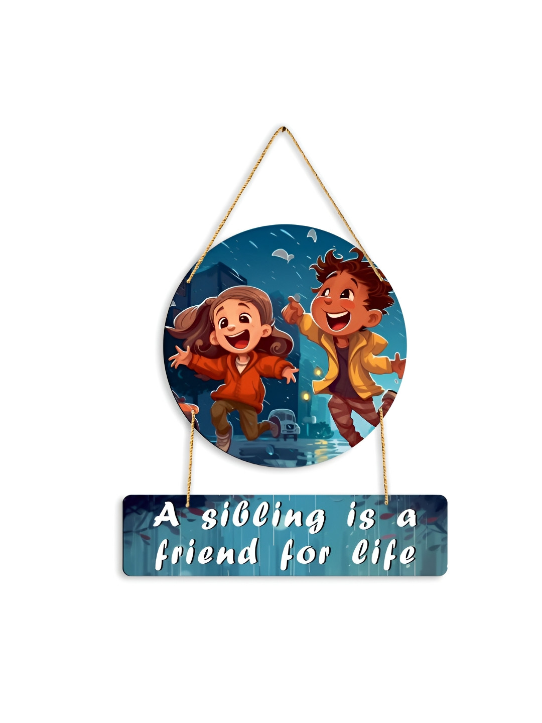 

CLAWCRAFTS Blue and Red Wooden Modern Wall Hanging