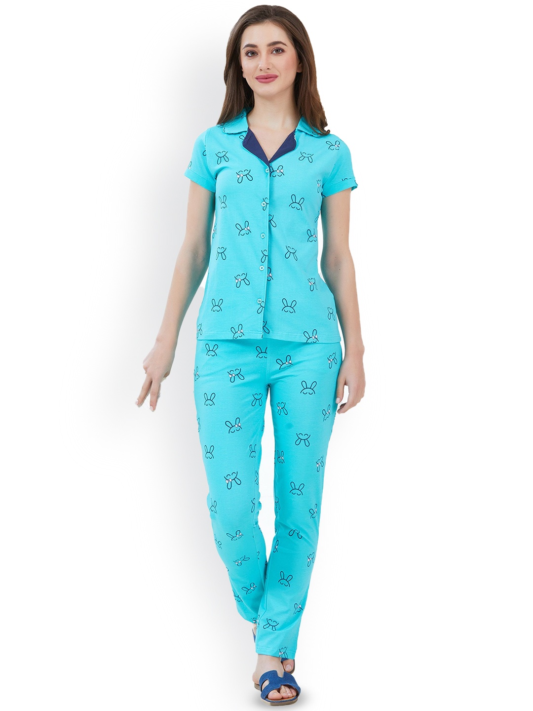 

KOVIRA Women Printed Night suit, Blue