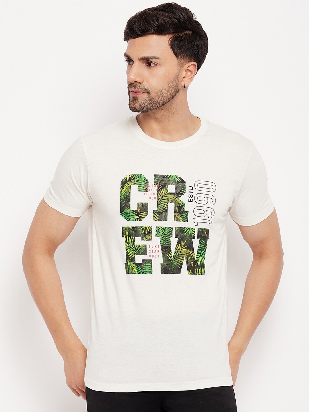 

Duke Typography Printed Slim Fit Cotton T-shirt, White