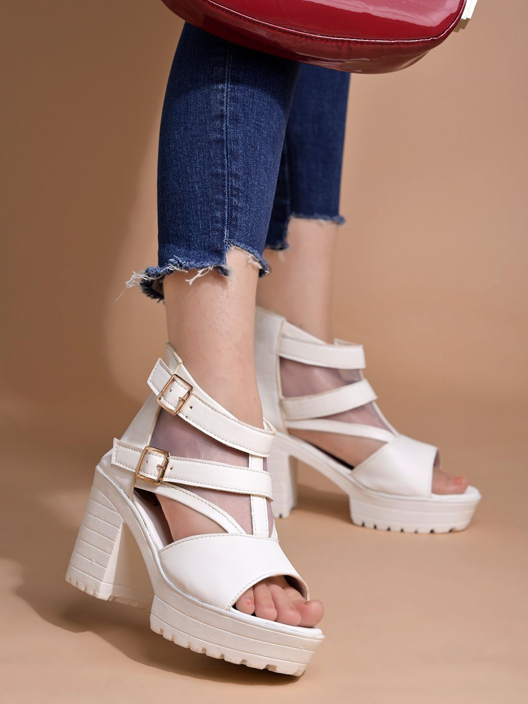 

Shoetopia Block Heel Sandals, White