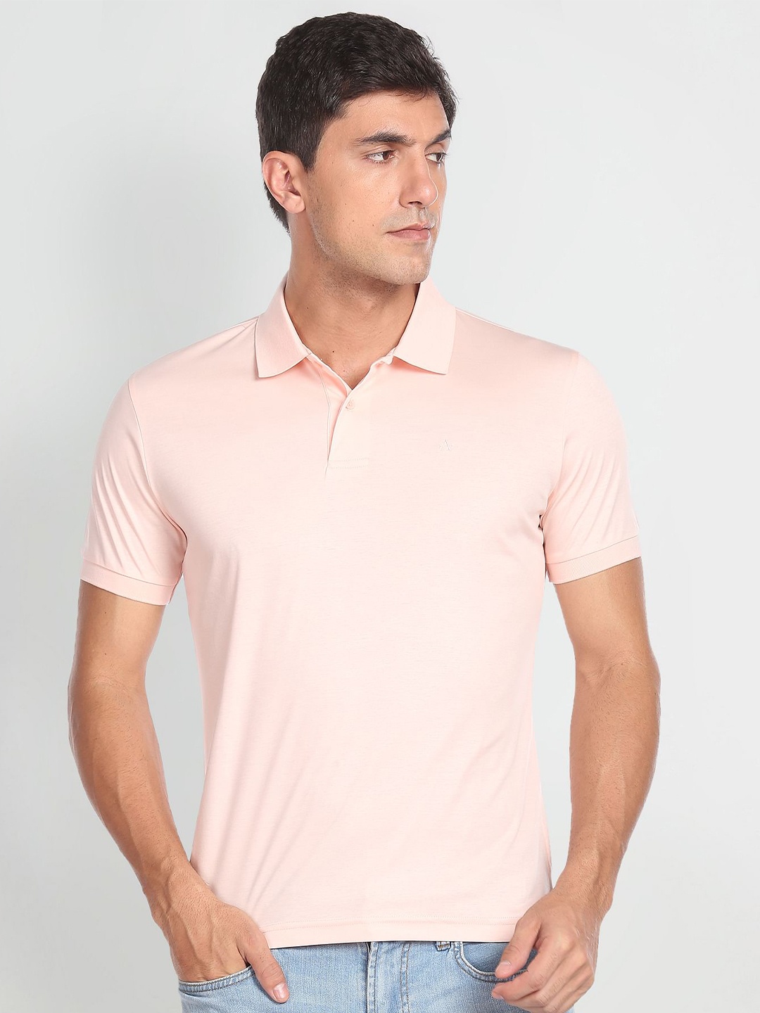 

Arrow Polo Collar Pure Cotton T-shirt, Pink