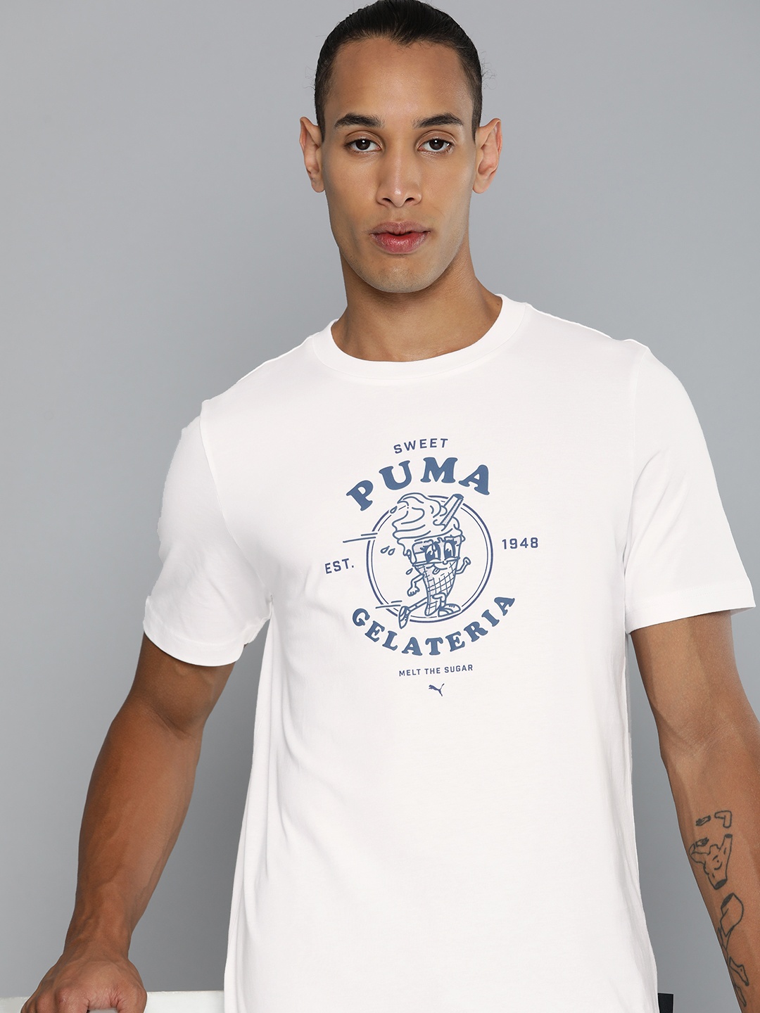 

Puma Men Graphics Gelateria Printed Pure Cotton T-shirt, White