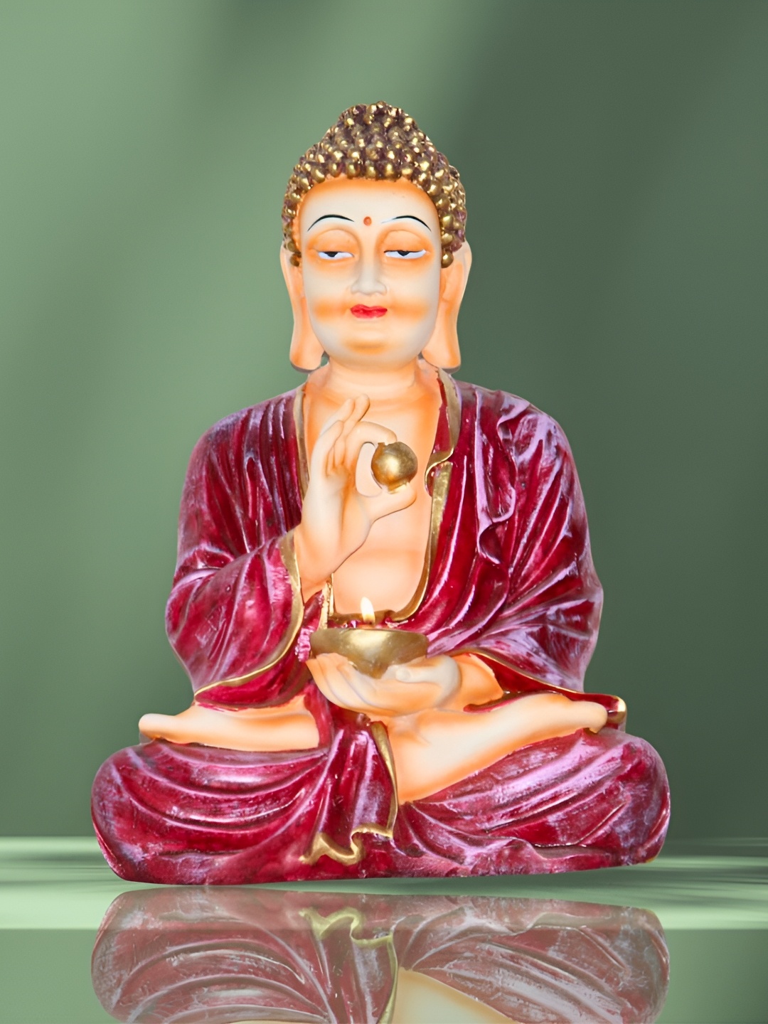 

BECKON VENTURE Beige & Pink Buddha Idol Showpiece
