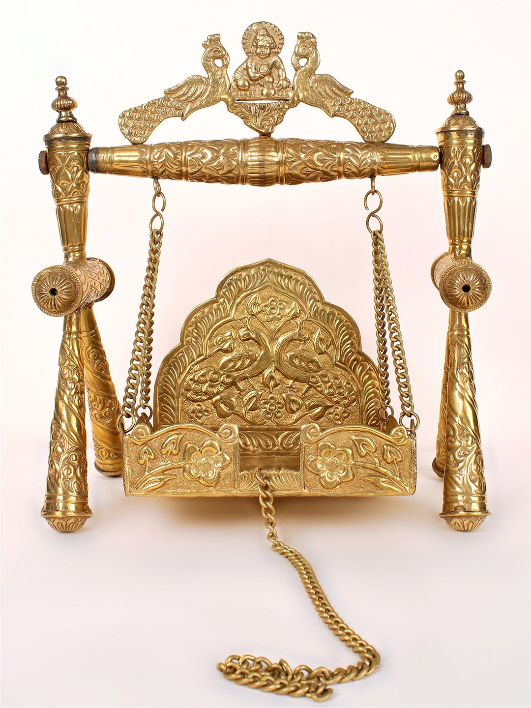 

Exotic India 12" Brass Deity Peacock Swing, Gold