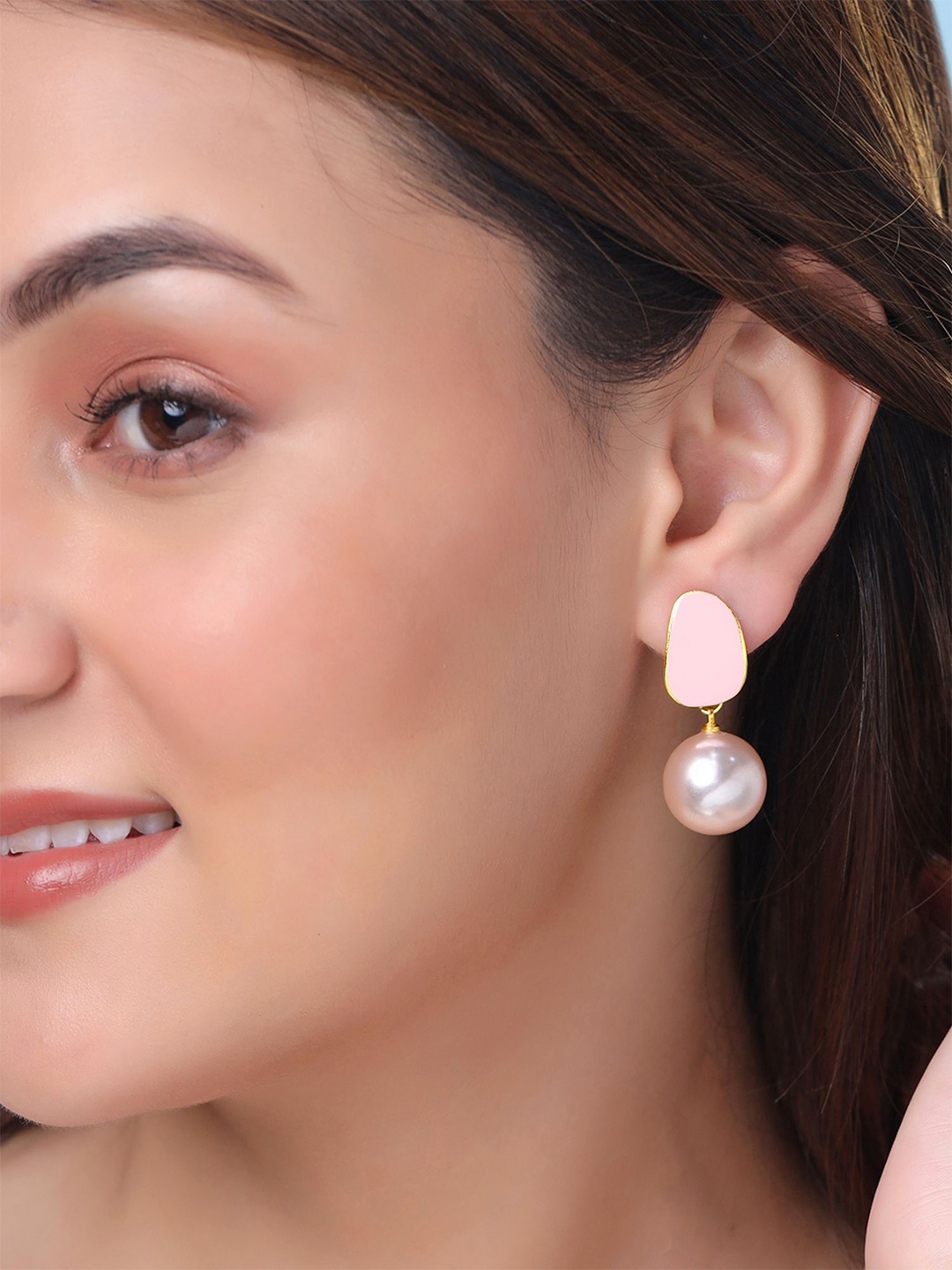 

Yellow Chimes Gold-Plated Pearls Beaded Drop Earrings