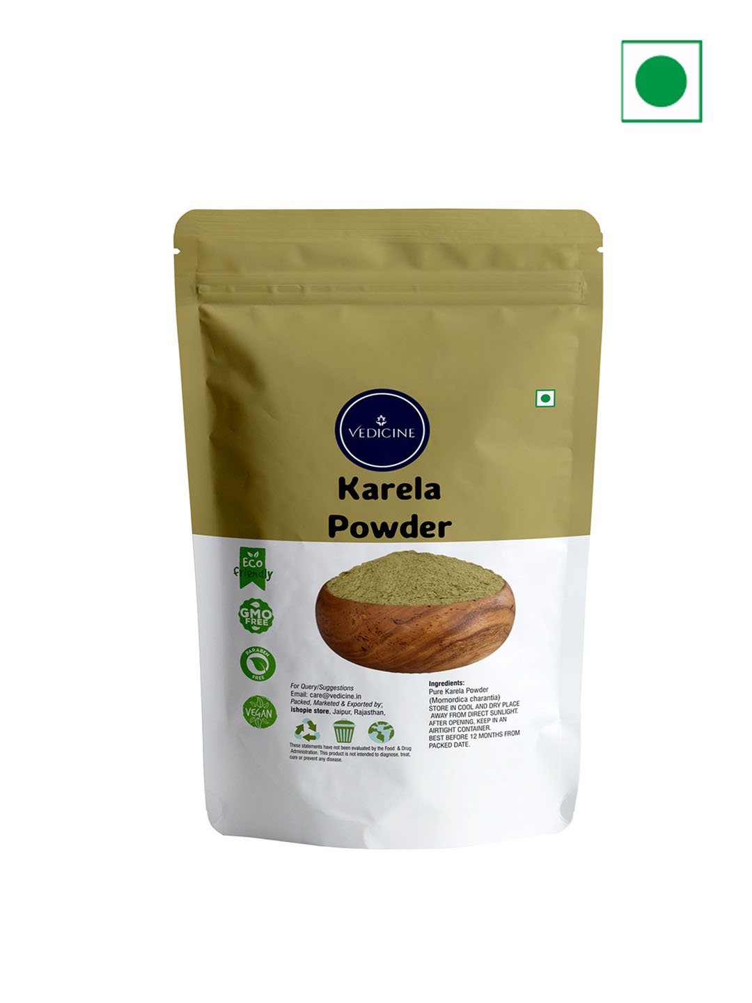 

VEDICINE Natural Karela Powder-100g, Green