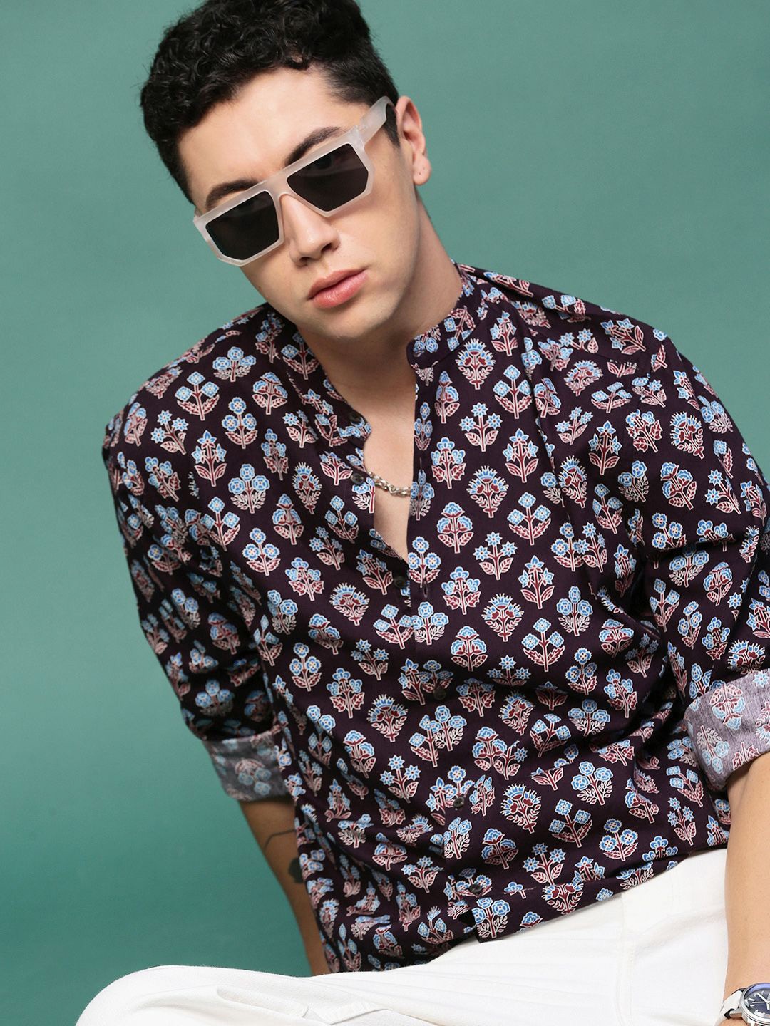 

SHOWOFF Men Standard Slim Fit Floral Opaque Printed Casual Shirt, Purple
