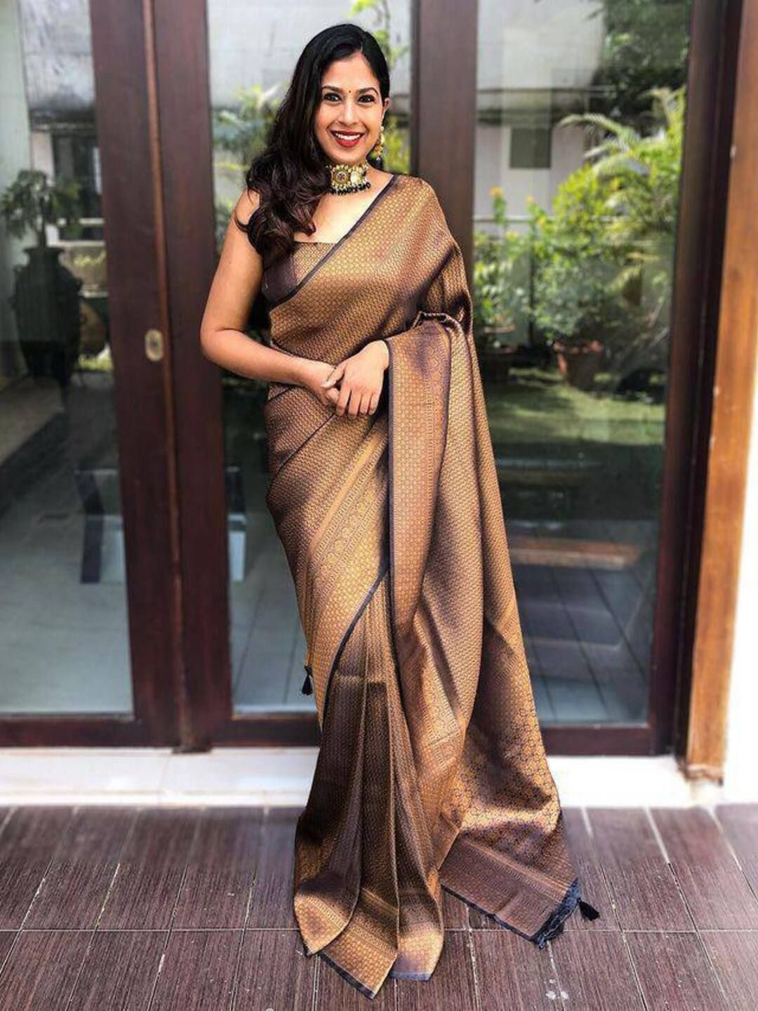 

Sitanjali Woven Design Zari Banarasi Saree, Brown