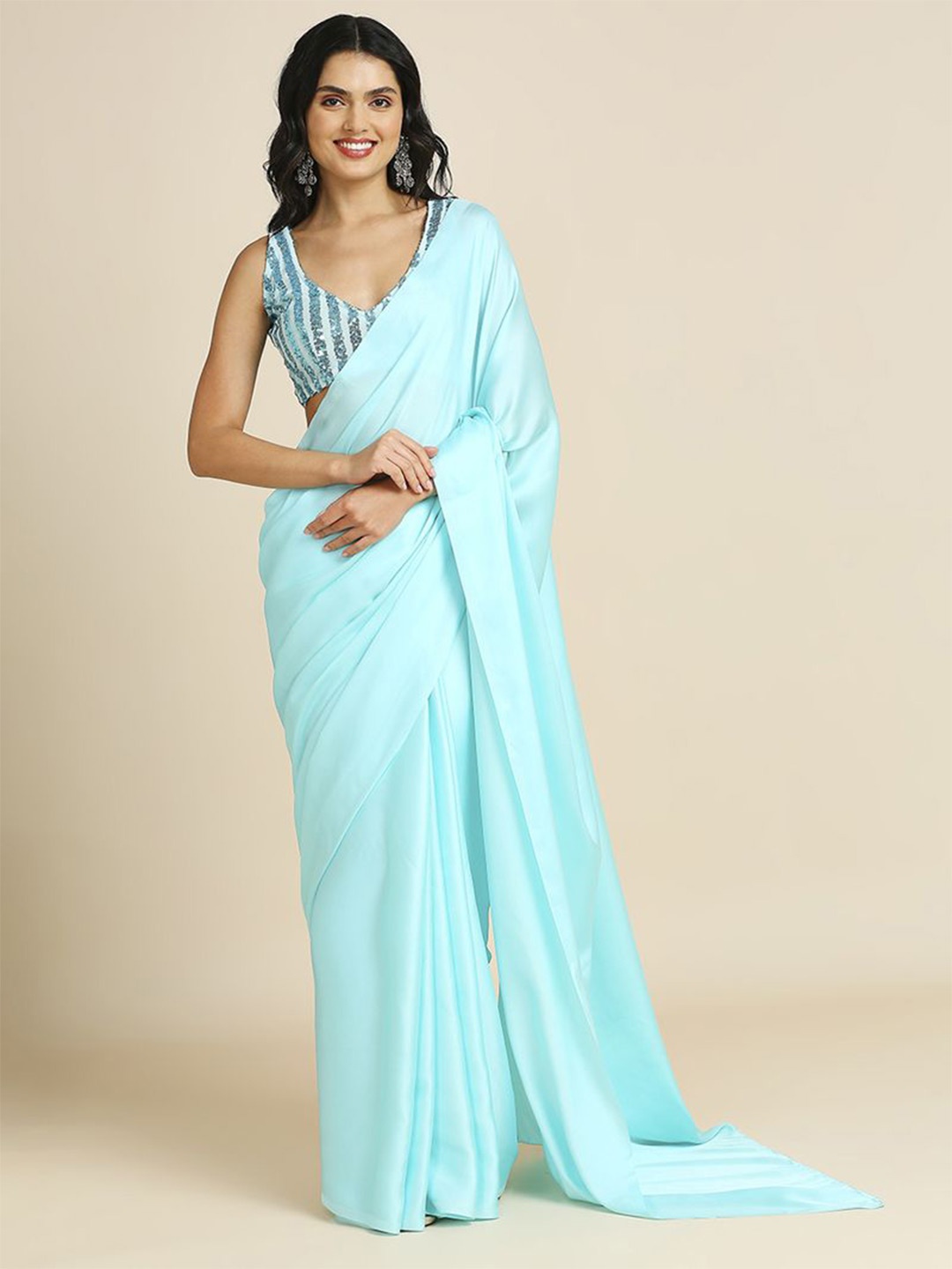 

ASISA Satin Saree, Blue