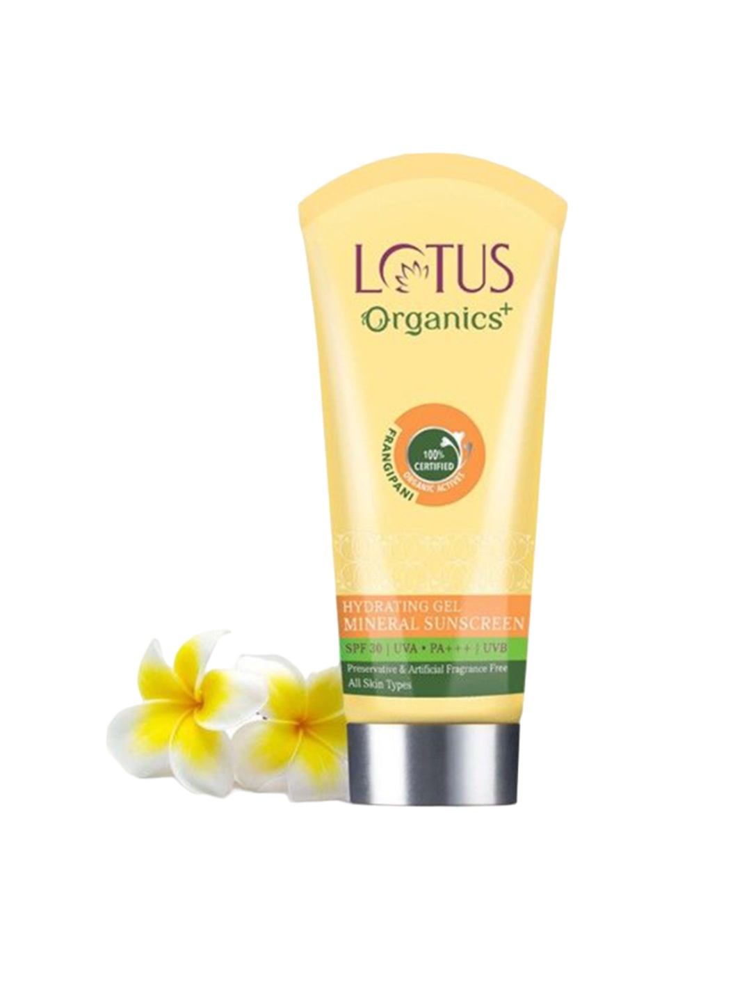 

Lotus Organics+ Frangipani Hydrating Gel PSF 30 Mineral Sunscreen - 100g, Yellow