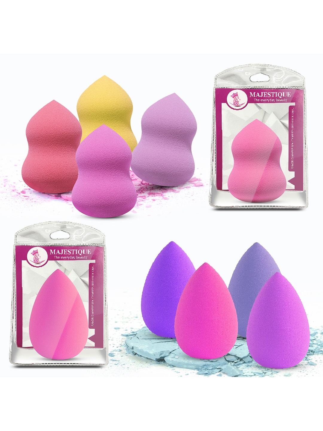 

MAJESTIQUE Set of 8 Makeup Blender Beauty Sponges, Multi