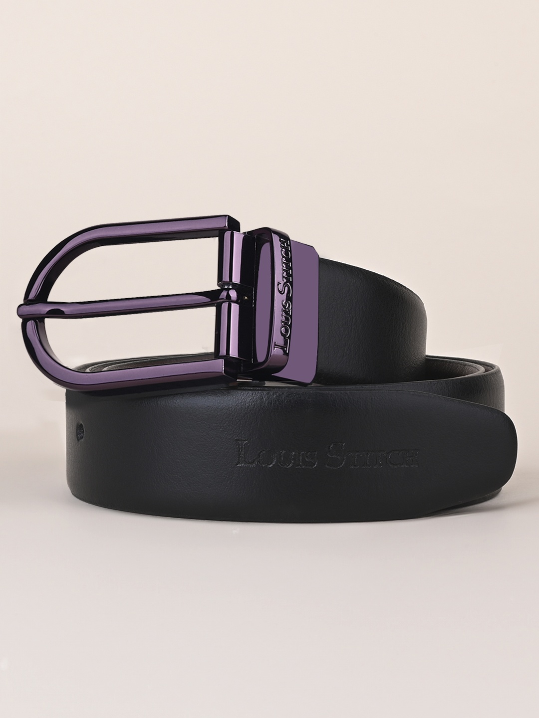 

LOUIS STITCH Men Leather Formal Belt, Black