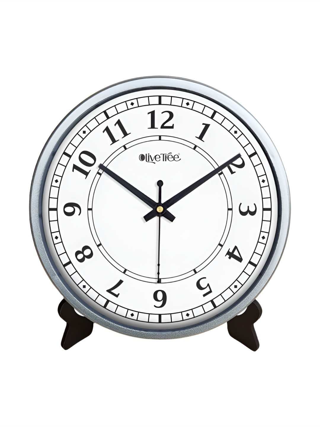 

OLIVE TREE Silver-Toned & White Printed Contemporary Table Clock