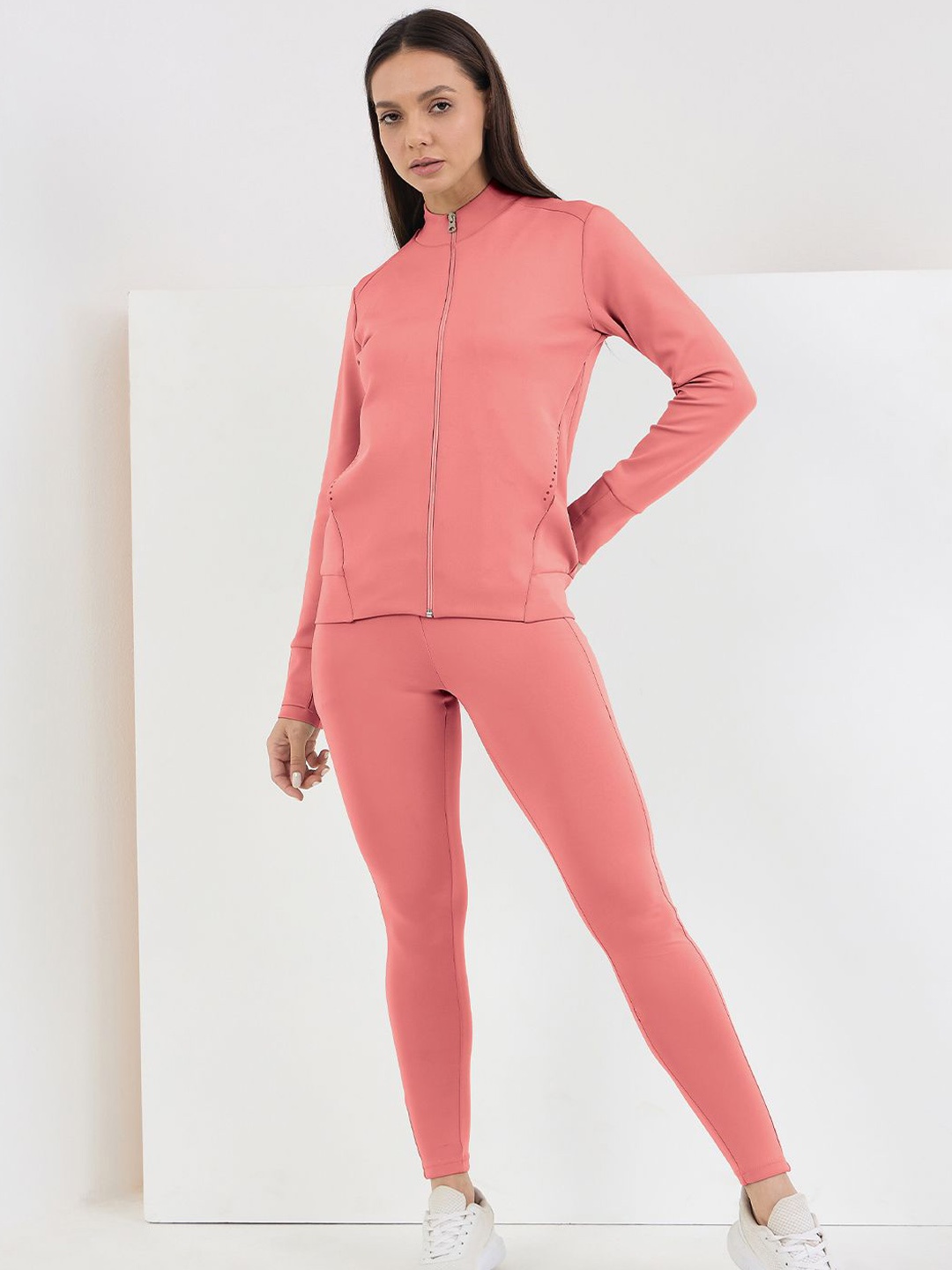 

Sweet Dreams Mock Collar Mid-Rise Tracksuit, Pink