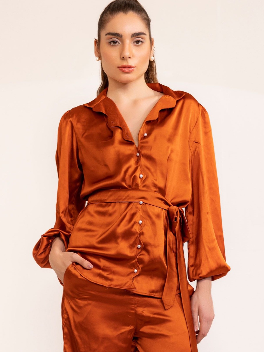

KAORI BY SHREYA AGARWAL Women Relaxed Opaque Casual Shirt, Orange
