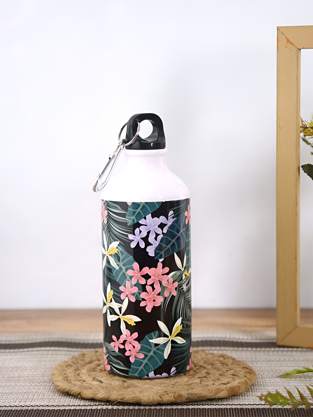 

PENTADECO Green & Pink Floral Printed Single Wall Vacuum Water Bottle 600 ml