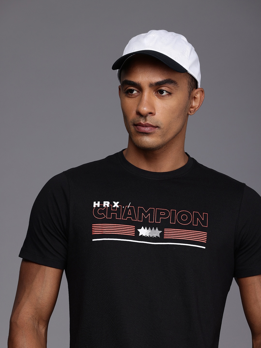 

HRX by Hrithik Roshan Brand Logo Printed T-shirt, Black