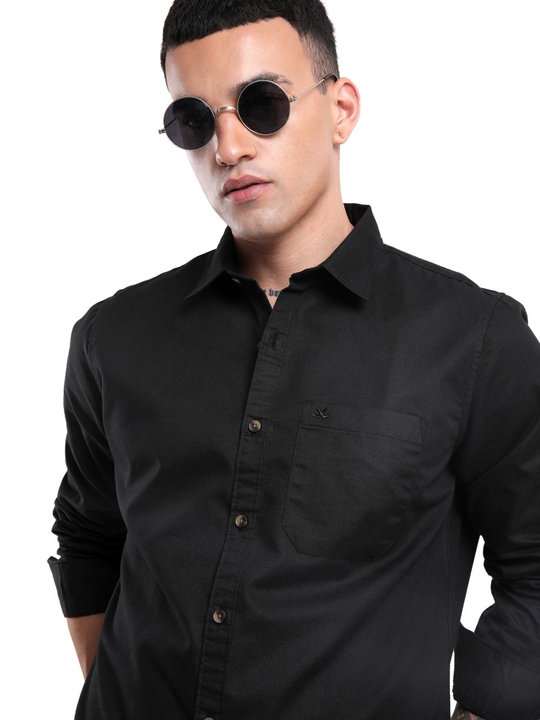 

WROGN Men Custom Opaque Casual Shirt, Black