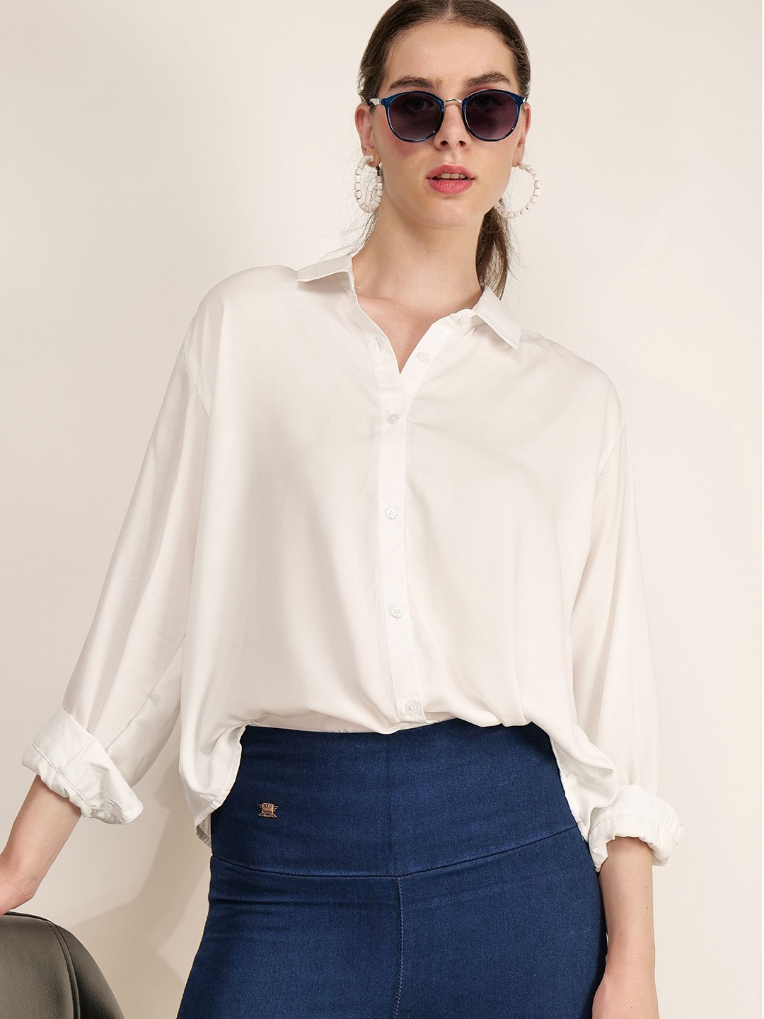 

Street22 Women Relaxed Opaque Casual Shirt, White
