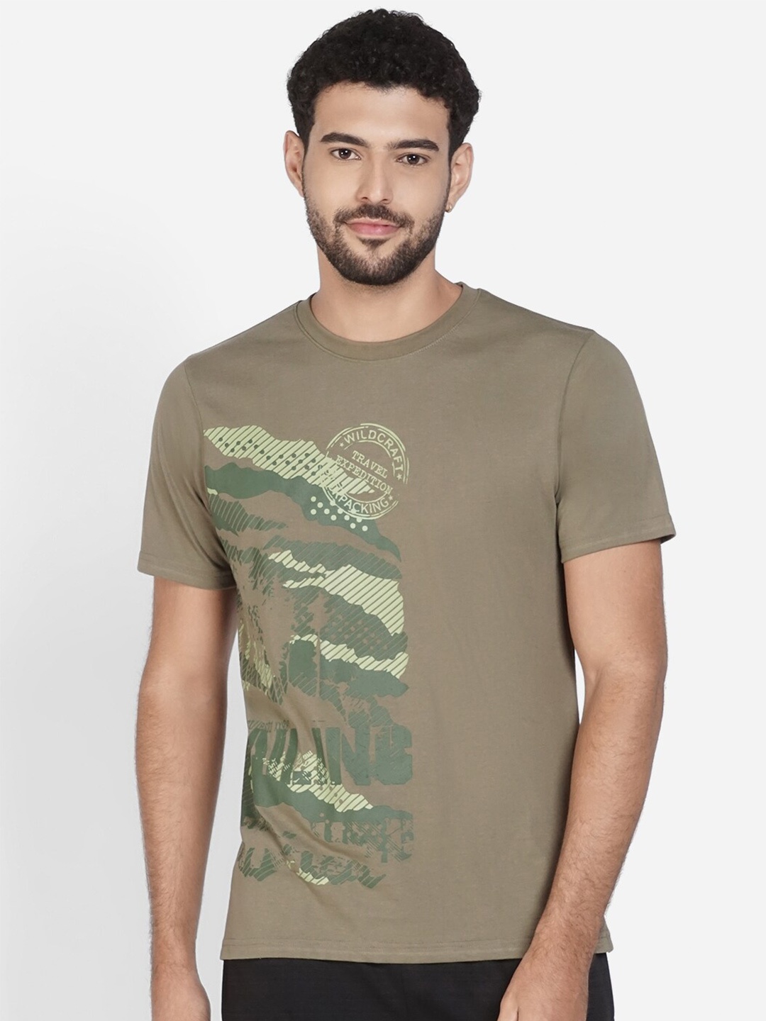 

Wildcraft Men Olive Green Printed T-shirt